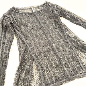 Free People Blouse lace black